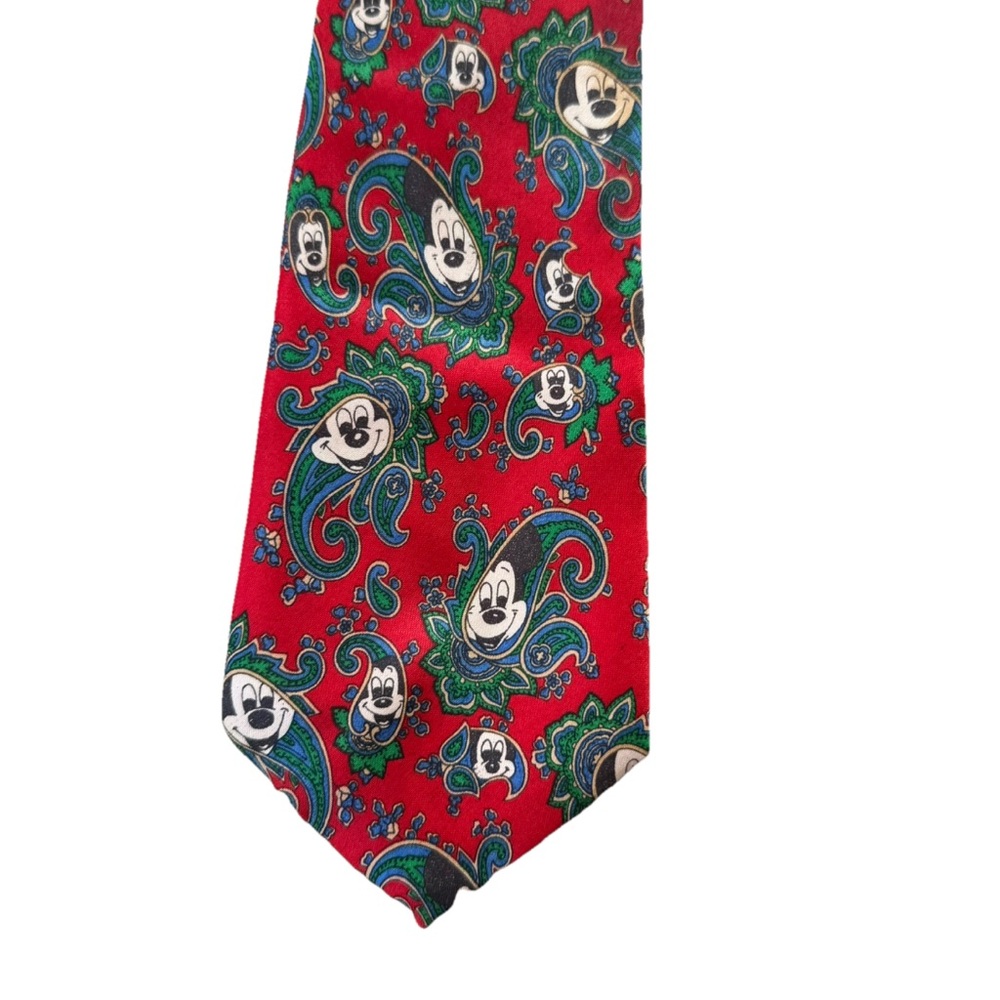 Vintage Rudia Handmade Mickey Mouse Paisley 100% Silk Necktie Disney Novelty 90s